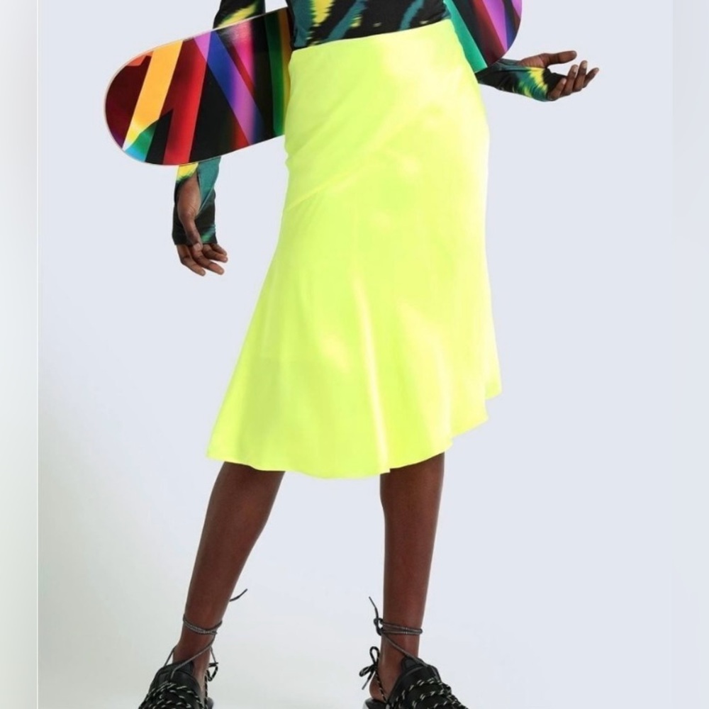 Helmut Lang Yellow Double Satin Asymmetric Skirt Size 2 Revolve NWT